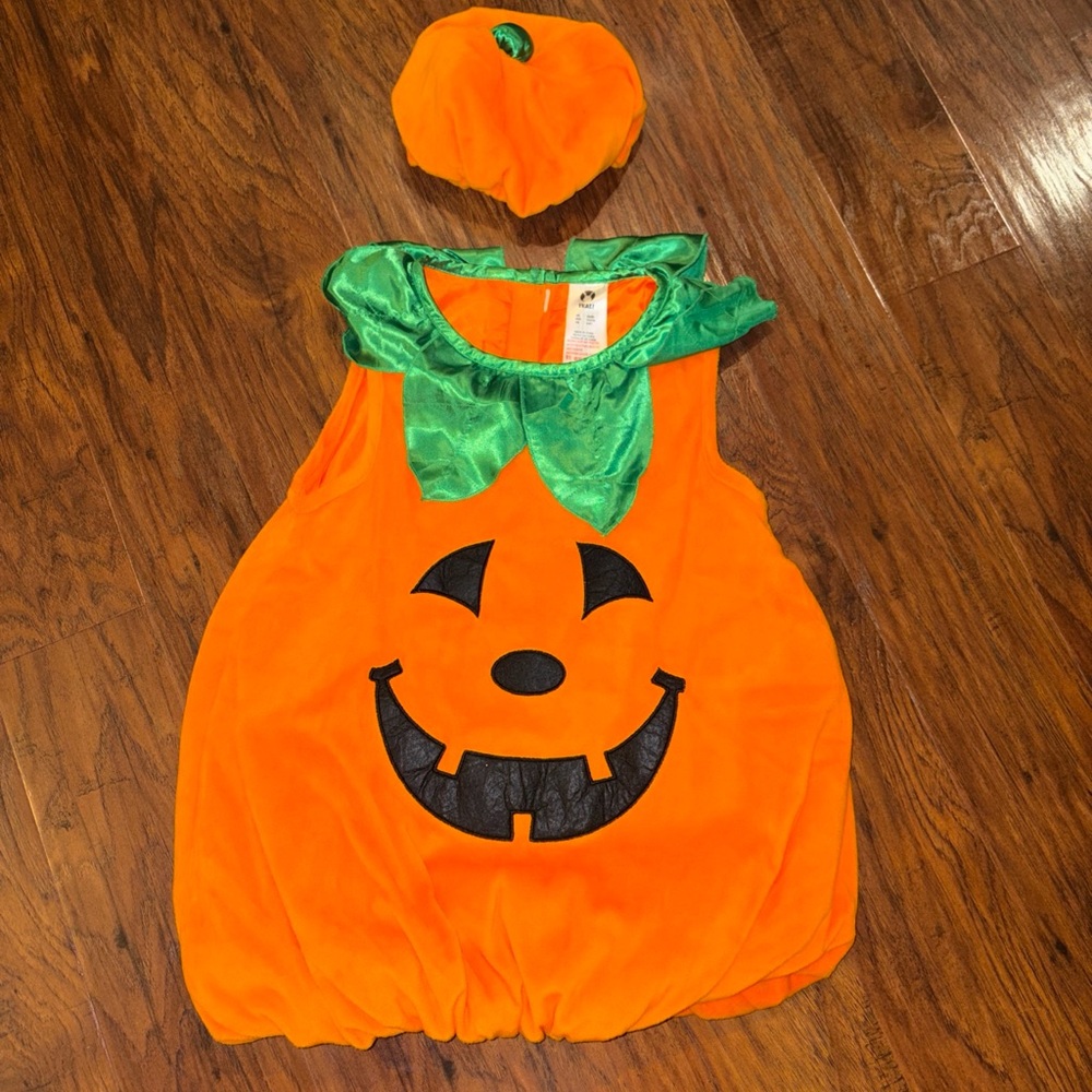 Pumpkin Costume Kids 4-6Y Cosplay Dress Up Halloween Party Jackolantern IKALI